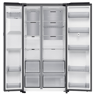 Samsung Bespoke AI Family Hub+, Twin Cooling Plus™, 614 л, высота 179 см, черный - SBS-холодильник