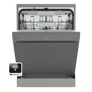 Hisense, 16 place settings, width 60 cm, grey - Free standing dishwasher HS693A90XAD