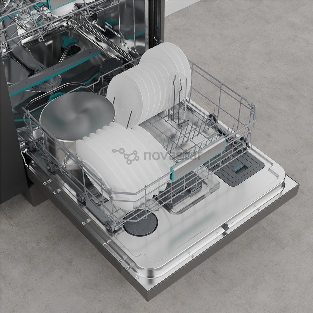 Hisense, 16 place settings, width 60 cm, grey - Free standing dishwasher