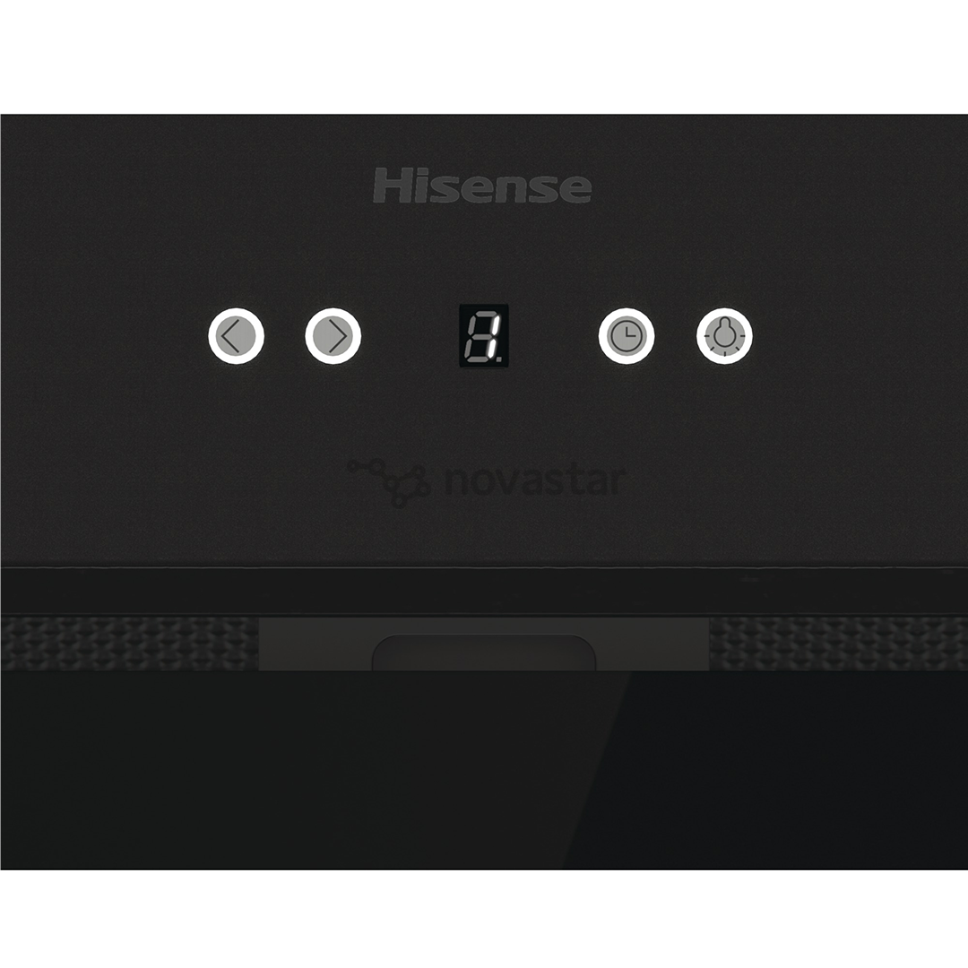 Hisense, 650 m³/val., plotis 60 cm, juodas - Įmontuojamas gartraukis