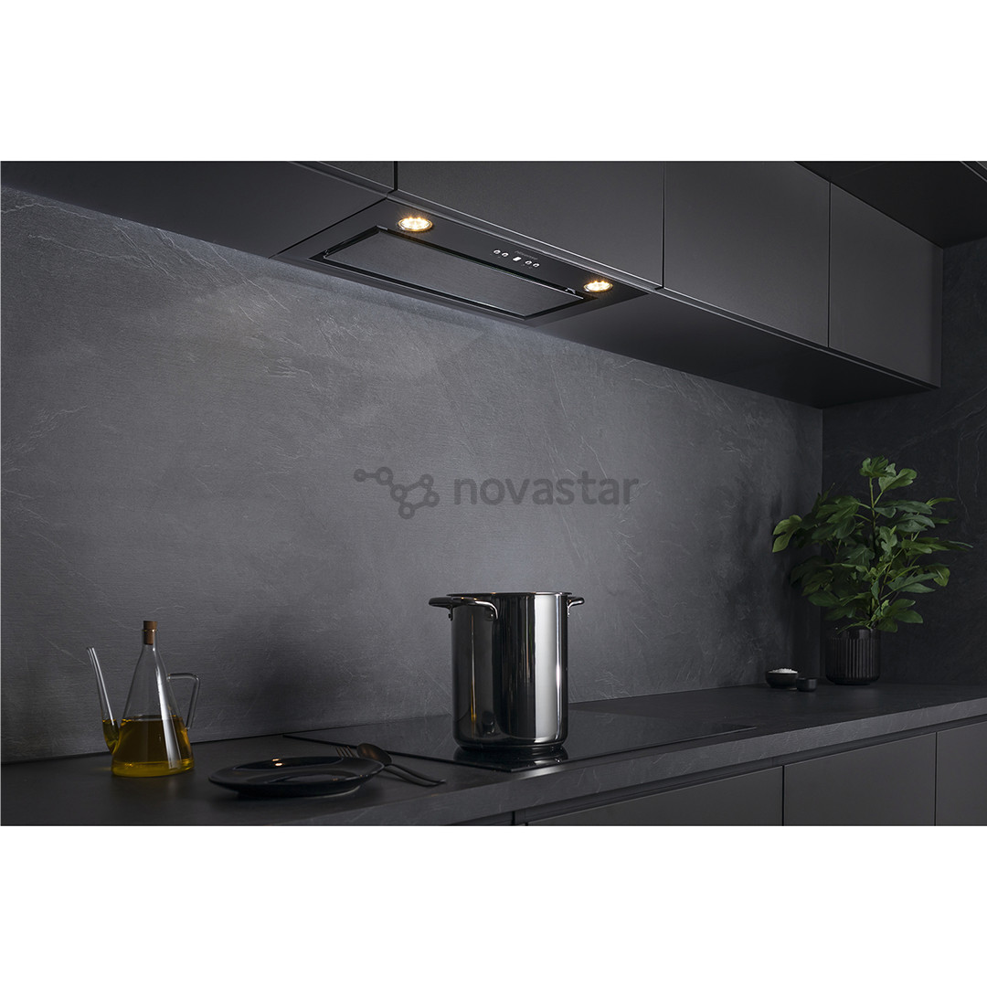 Hisense, 650 m³/val., plotis 60 cm, juodas - Įmontuojamas gartraukis