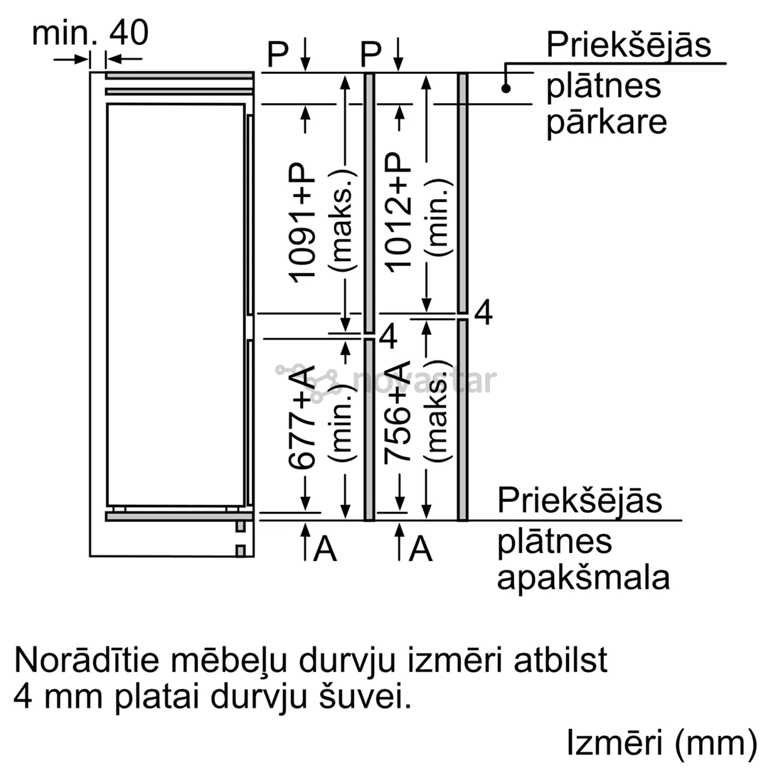 Bosch, 267 L, height 178 cm - Built-in Refrigerator