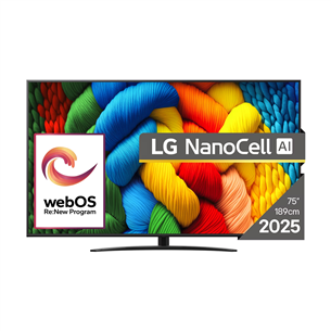 LG NANO81 AI, 75'', LED LCD, NanoCell, black - TV 75NANO81A3A.AEU