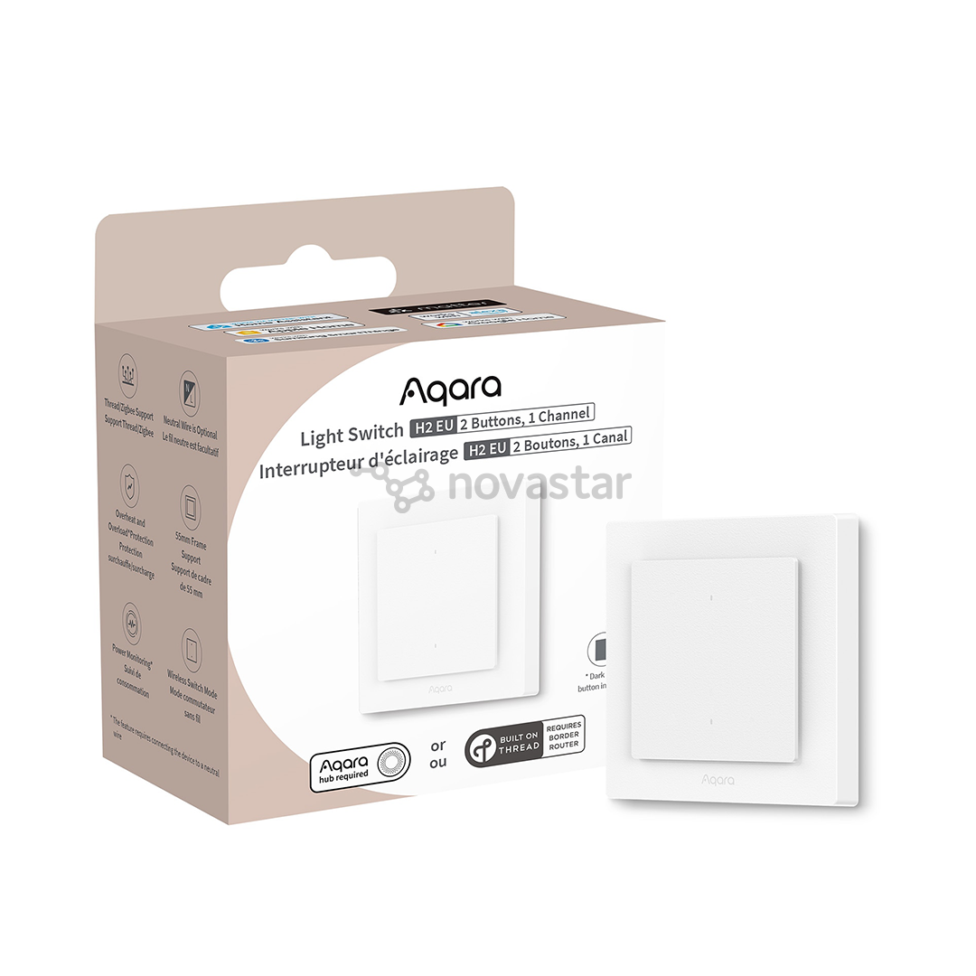 Aqara Light Switch H2, 2 кнопки, белый - Умный выключатель