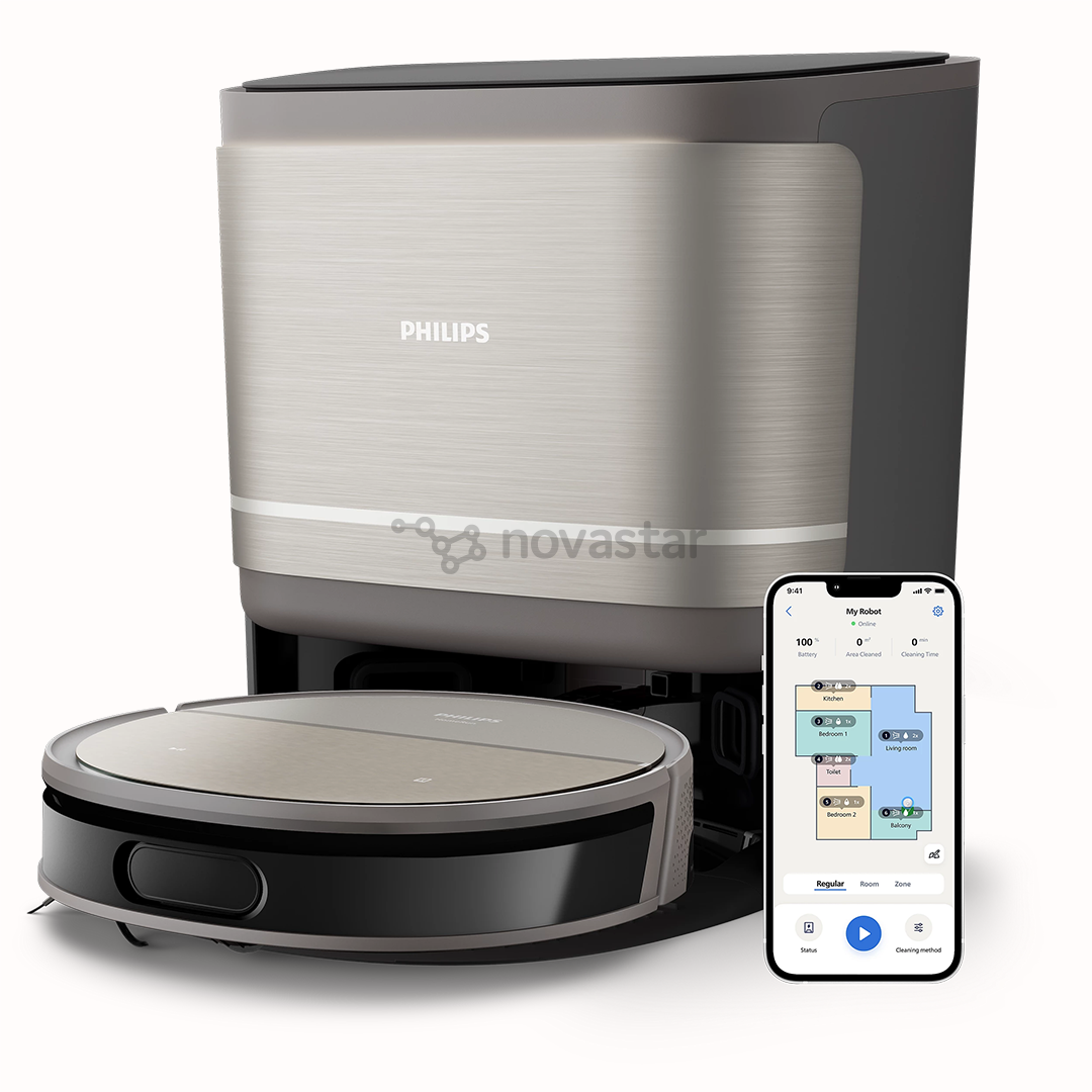 Philips HomeRun 9000 Series, сухая и влажная уборка, серый - Робот-пылесос