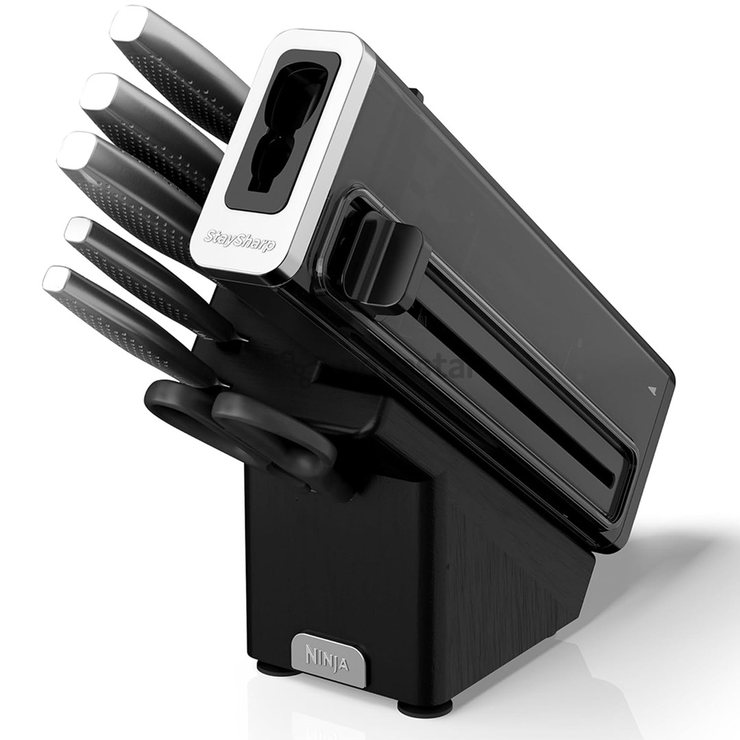Ninja StaySharp, 6 dalių, nerūdijančio plieno/juodas - Peilių rinkinys su stovu