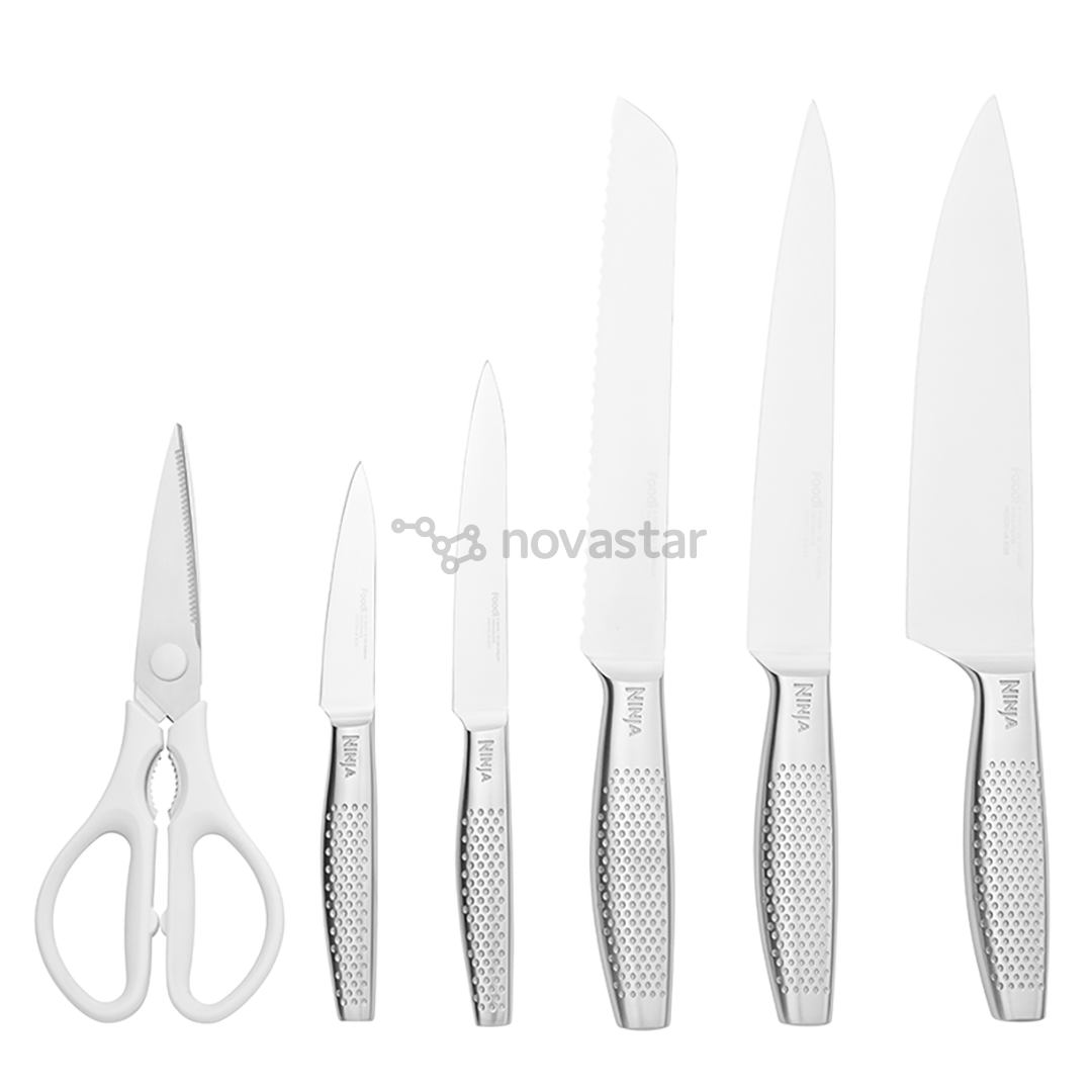 Ninja StaySharp, 6 dalių, nerūdijančio plieno/baltas - Peilių rinkinys su stovu