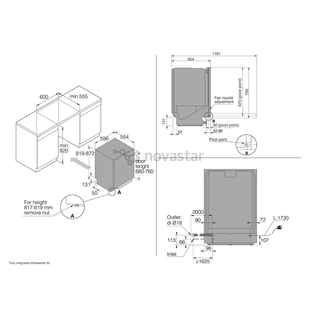 Asko, 14 komplektų talpa - Įmontuojama indaplovė