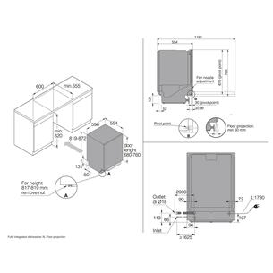 Asko, 14 place settings - Built-in dishwasher
