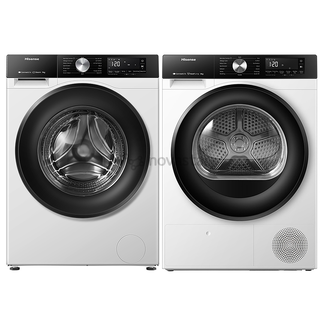 Hisense, 9 кг + 8 кг - Стиральная машина + сушильная машина