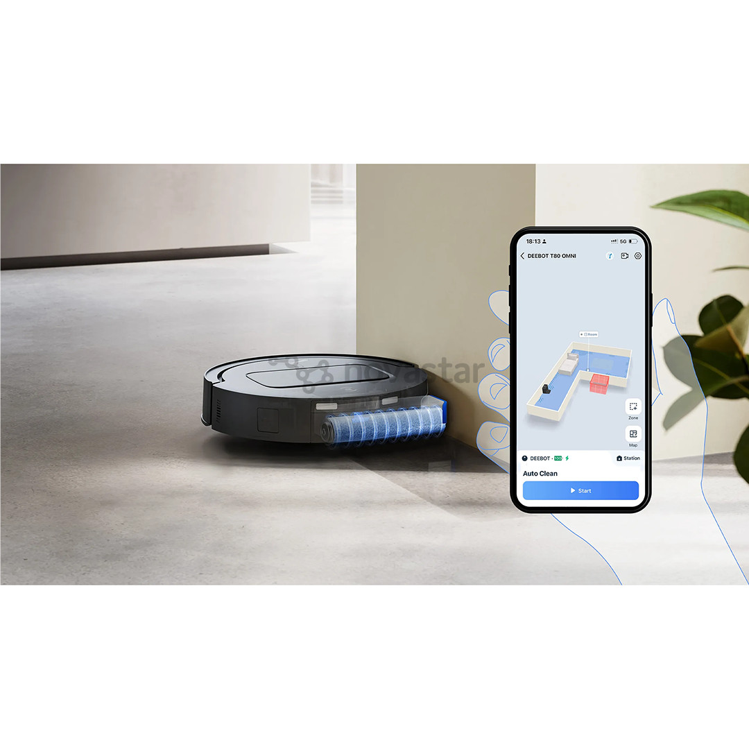 Ecovacs Deebot T80 Omni, wet & dry, juodas - Dulkių siurblys robotas