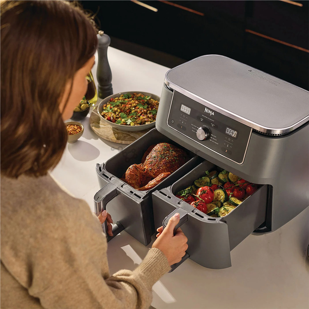 Ninja 6-in-1 Dual Zone, 9.5 L, 2470 W, tamsiai pilka - Karšto oro gruzdintuvė