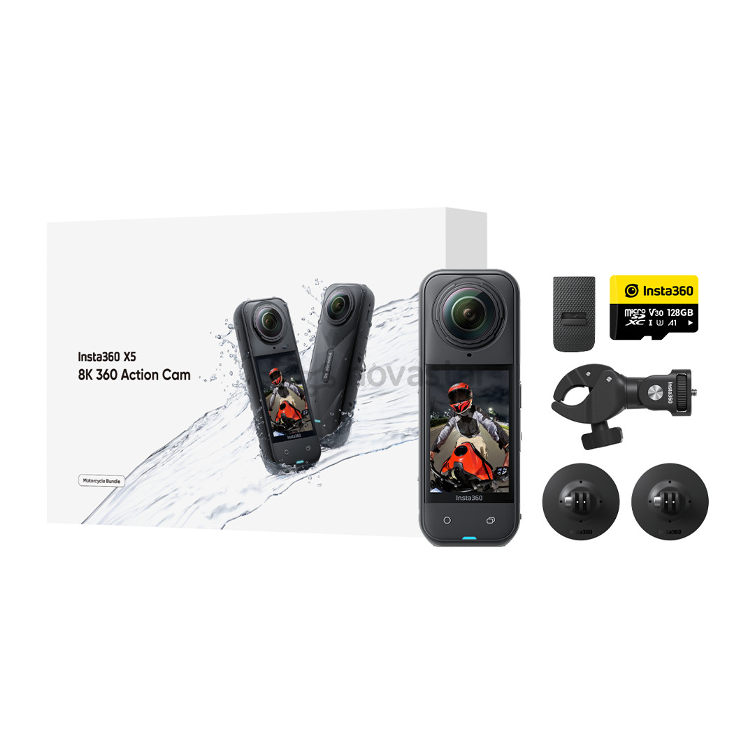 Insta360 X5 Motorcycle Bundle, 8K, 360º, juoda - Veiksmo kamera