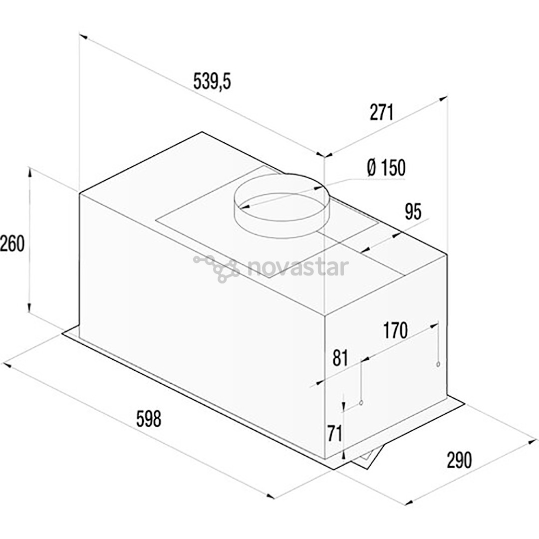 Hisense, 650 m³/val., plotis 60 cm, juodas - Įmontuojamas gartraukis