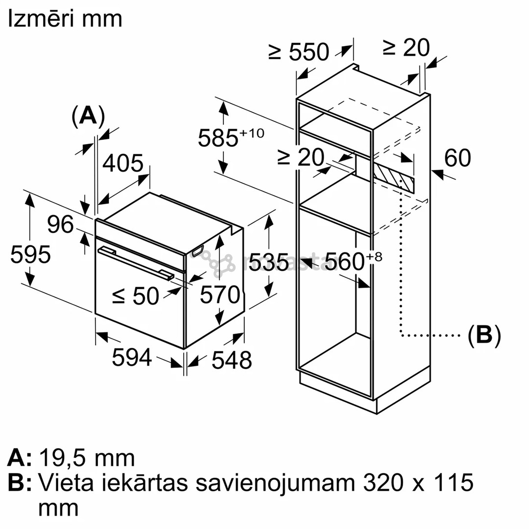 Bosch, 71 L, pirolizė, juoda - Įmontuojama orkaitė