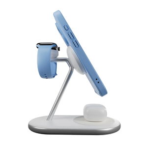 Puro Mag Station 3-in-1 Charging Stand, MagSafe, Qi2, baltas - Belaidis įkroviklis
