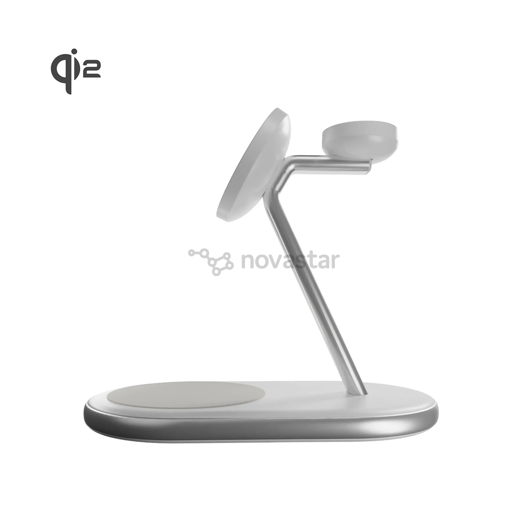 Puro Mag Station 3-in-1 Charging Stand, MagSafe, Qi2, baltas - Belaidis įkroviklis