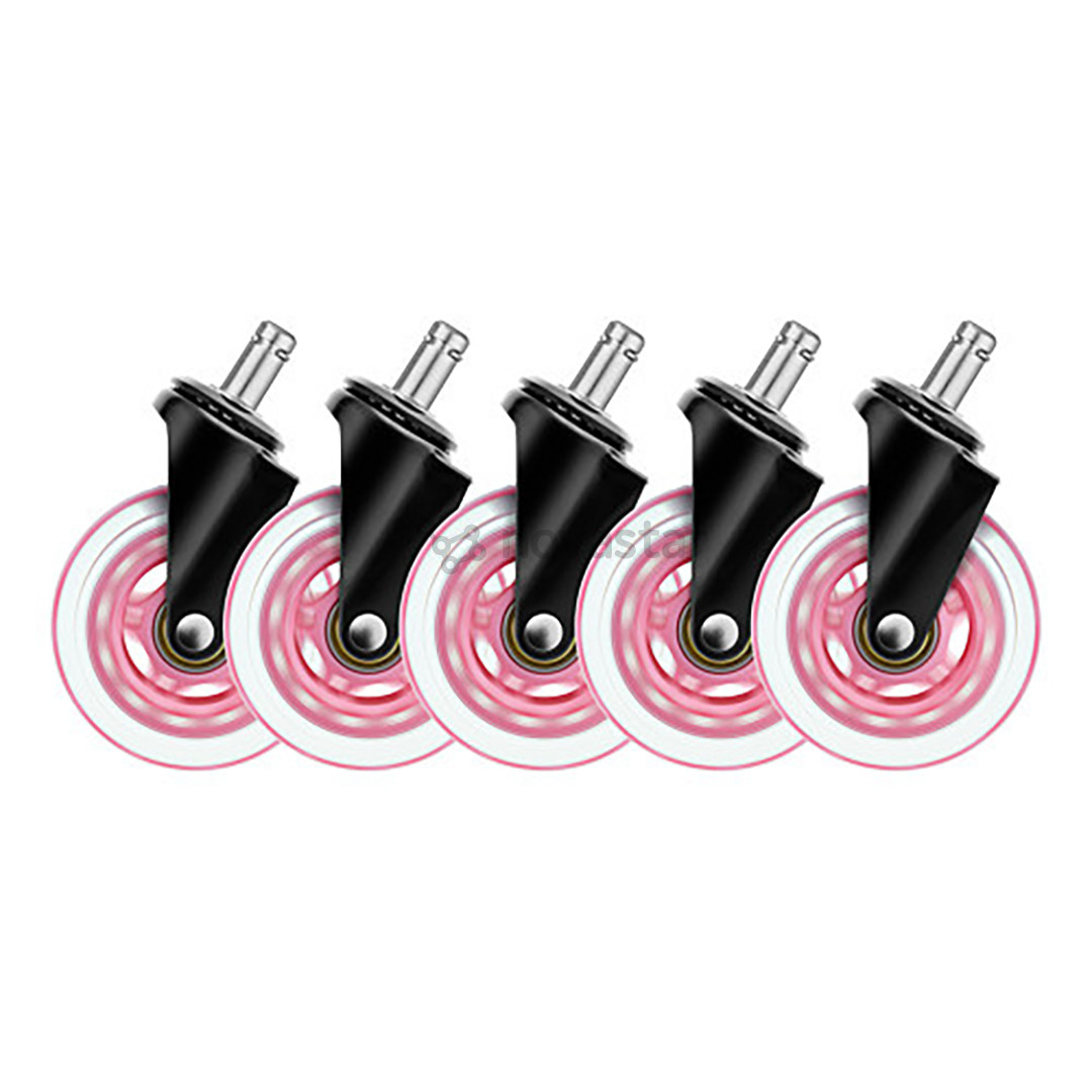 Deltaco GAM-157-P, 5 pcs, pink - Rubber wheels for gaming chair
