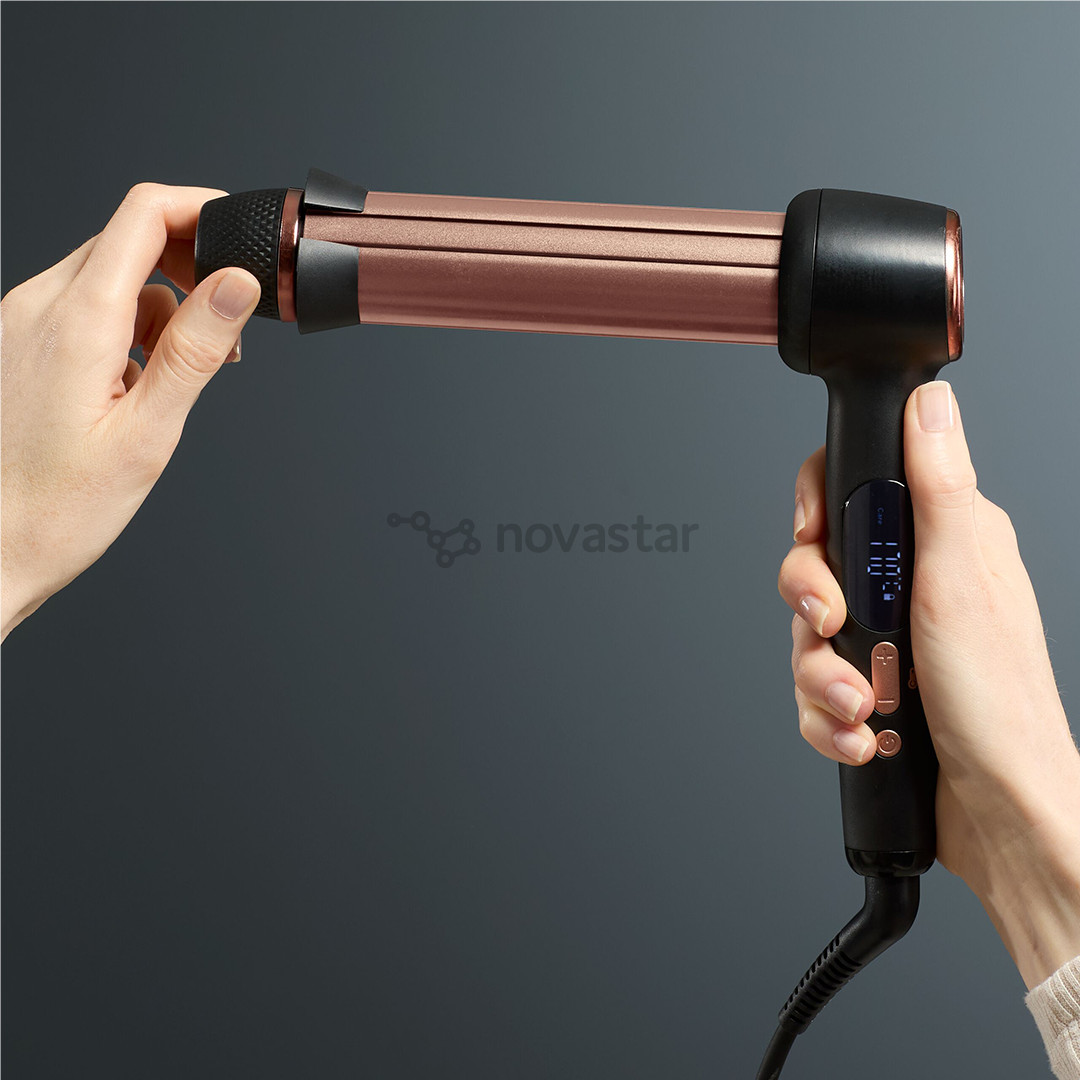 Rowenta Twist Curl, juodos/rožinės - Plaukų garbanojimo žnyplės