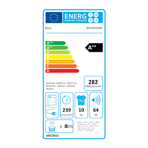 Beko, 10 kg + 10 kg - Washing machine + Clothes dryer