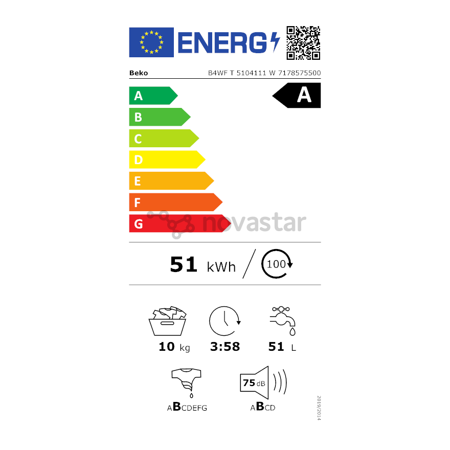 Beko, 10 kg + 10 kg - Washing machine + Clothes dryer