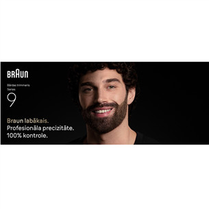 Braun Series 9, серый/черный - Триммер для бороды