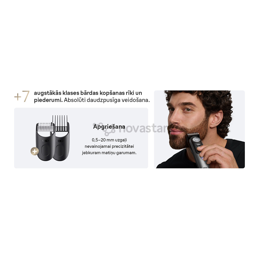 Braun Series 9, серый/черный - Триммер для бороды
