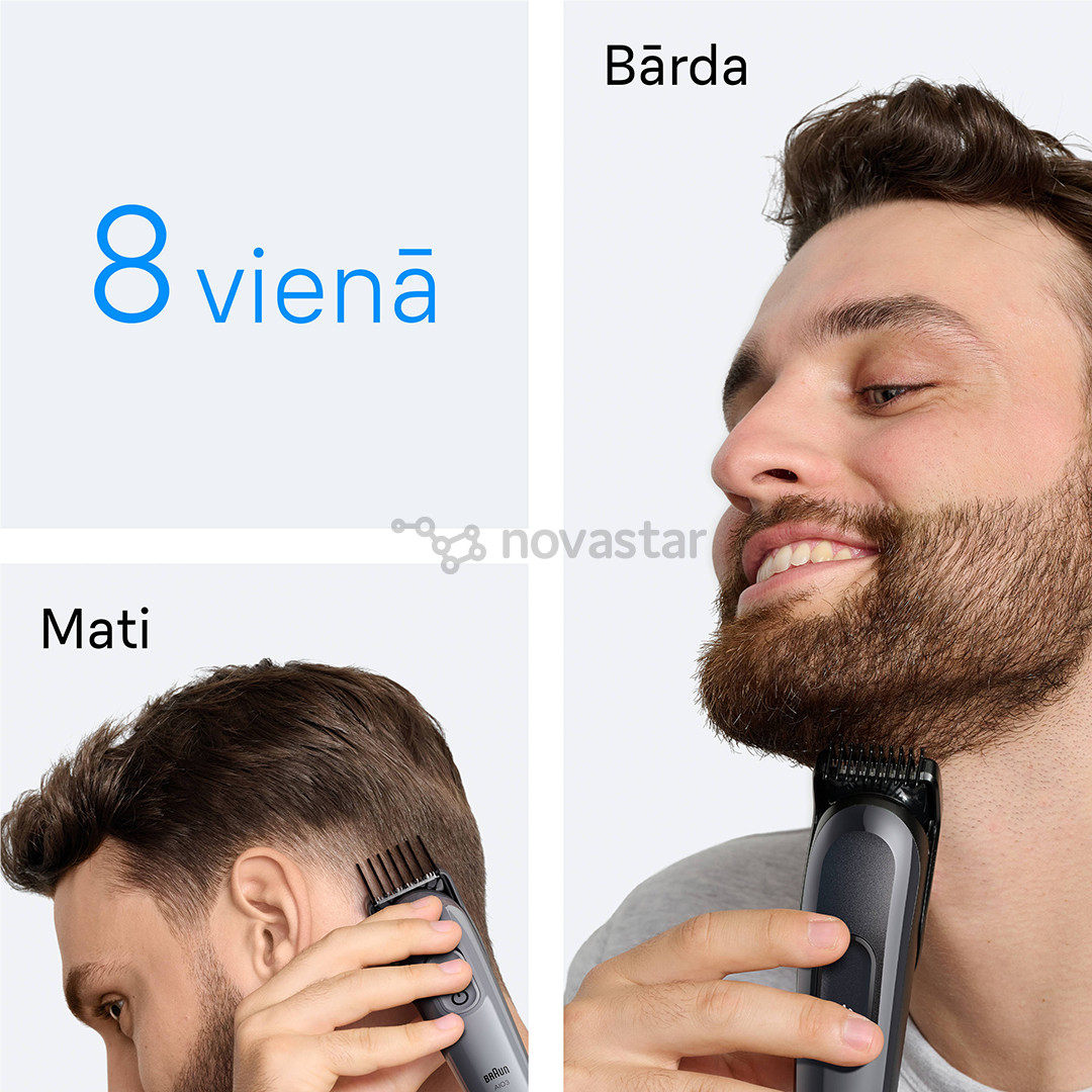 Plaukų kirpimo mašinėlė Braun Series 3, 8-in-1, tamsiai pilka