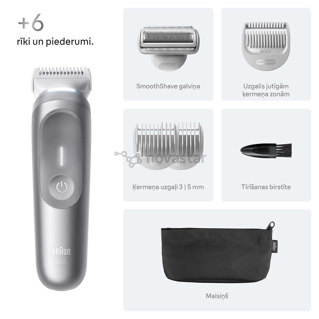 Kūno skustuvas Braun Body Groomer Series 7, pilkas