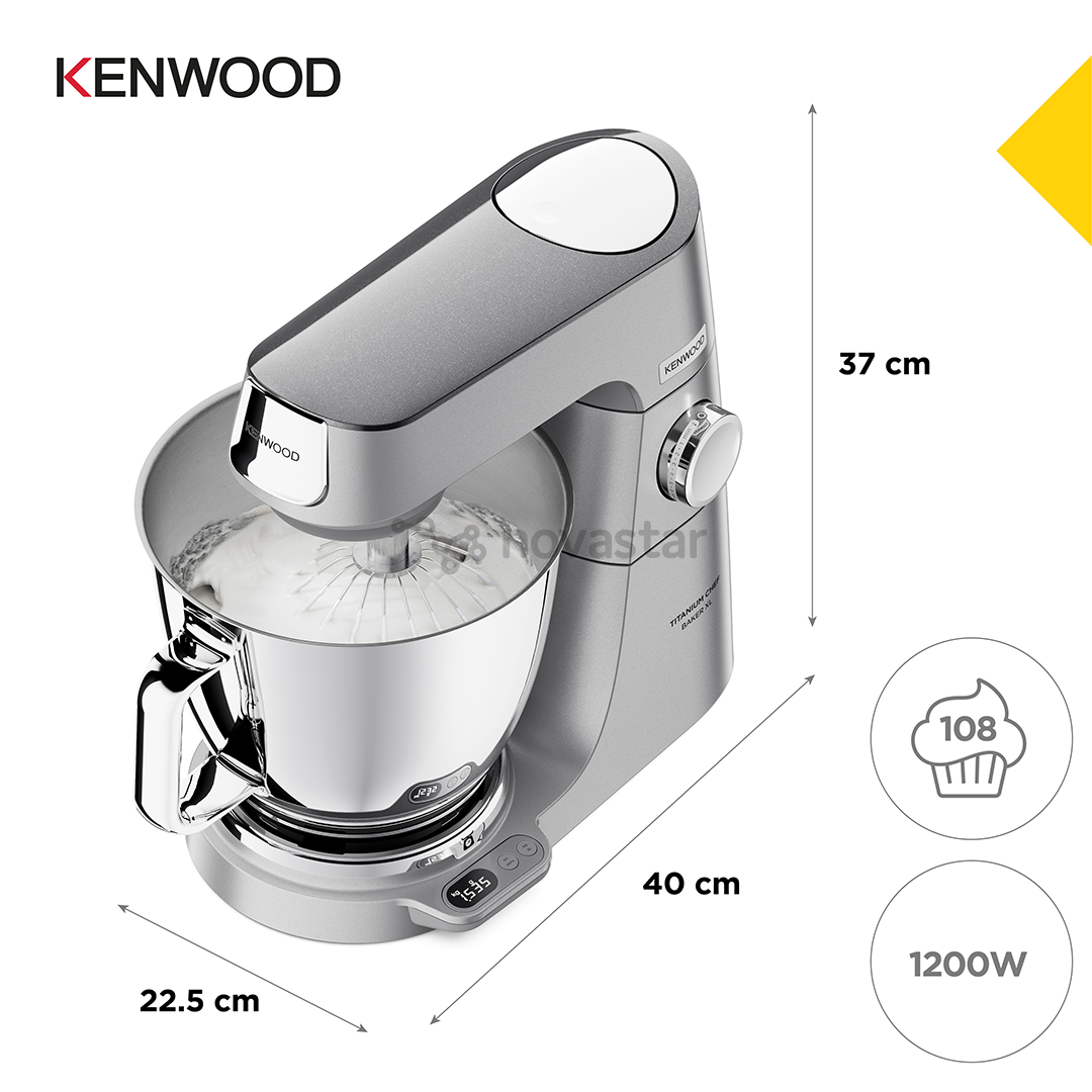 Kenwood Titanium Chef Baker XL, 7 L / 5 L, 1200 W, sidabrinis - Virtuvinis kombainas
