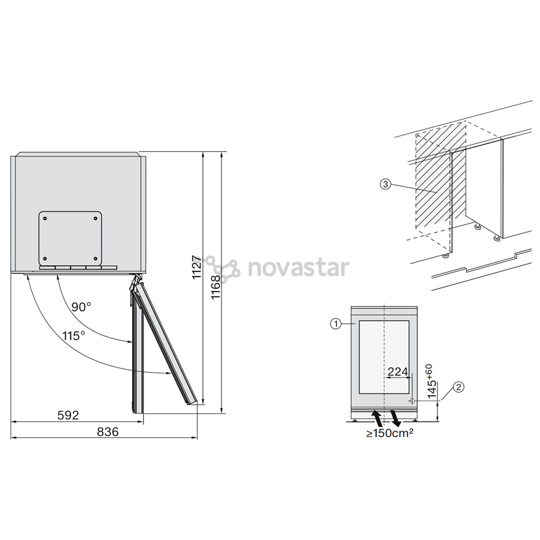 Miele, 32 buteliai, aukštis 82 cm, juodas - Įmontuojamas vyno šaldytuvas