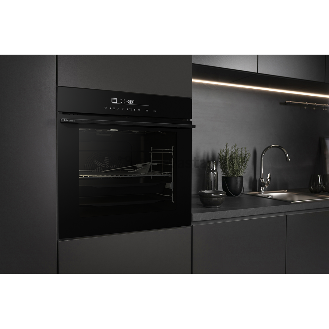 Hisense, 77 L, pyrolytic cleaning, black - Built-in oven
