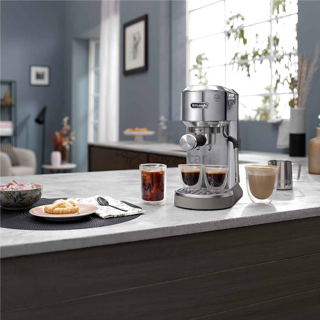 DeLonghi Dedica Duo, sidabro spalvos - Rankinis kavos aparatas