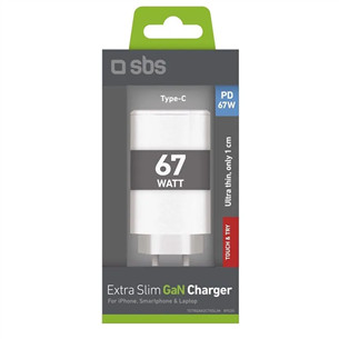 SBS Wall Charger, 2xUSB-C, 67 W, white - Wall charger