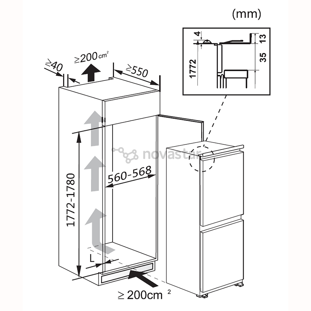 Hisense, NoFrost, 246 L, height 178 cm - Built-in Refrigerator