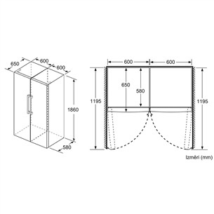 Bosch Series 4, aukštis 186 cm, 346 L, juodas - Šaldytuvas