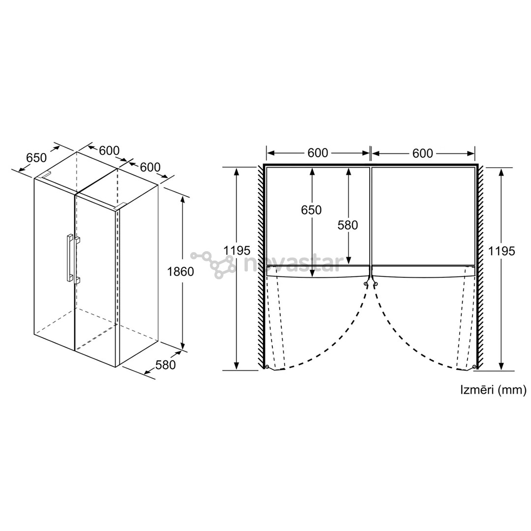 Bosch Series 4, aukštis 186 cm, 346 L, juodas - Šaldytuvas