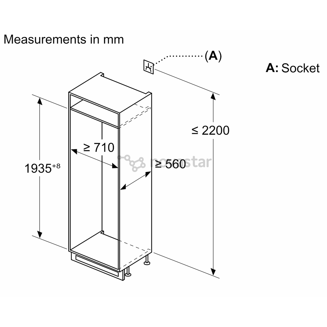 Bosch, Series 4, NoFrost, 383 L, height 194 cm - Built-in refrigerator