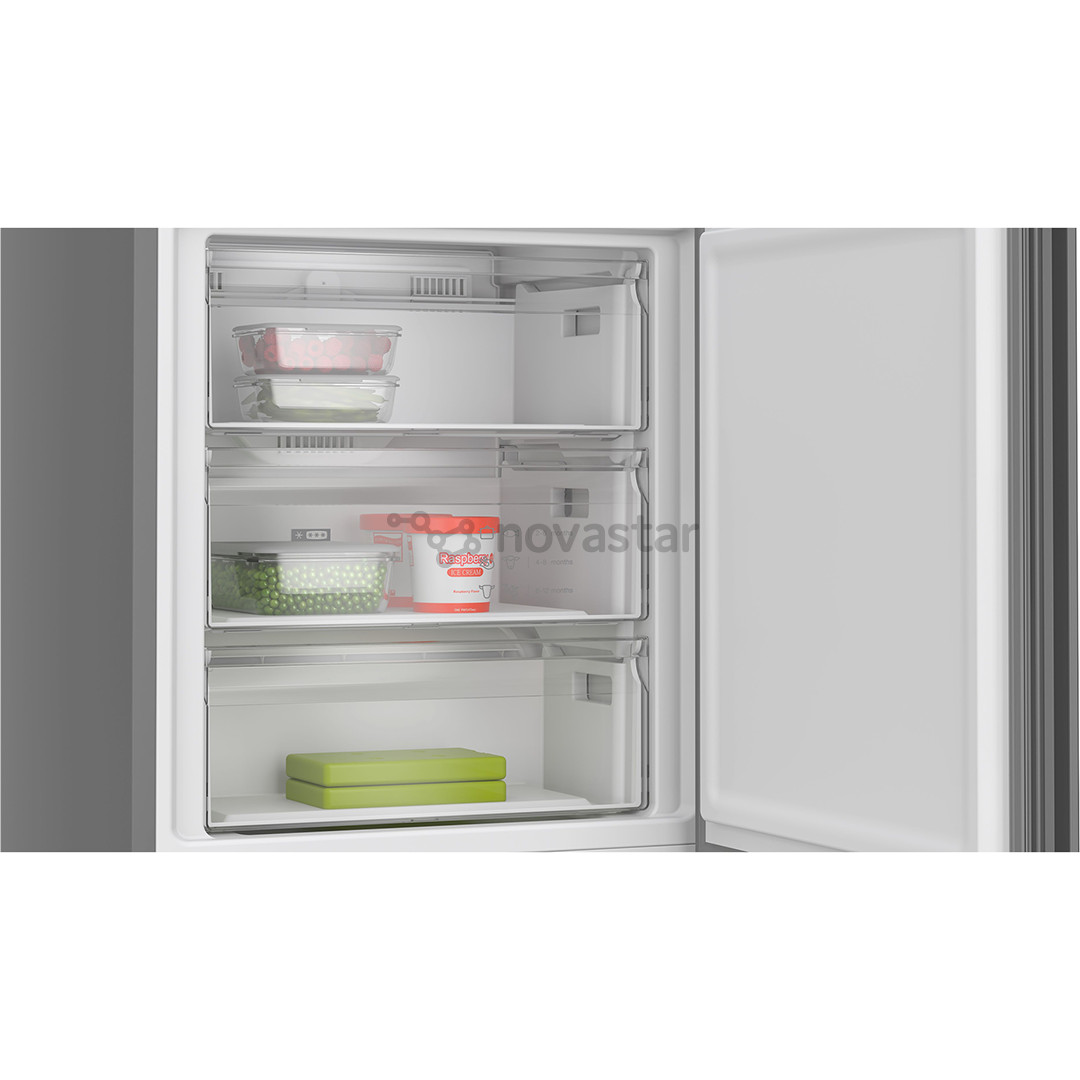 Bosch, Series 4, NoFrost, 440 L, aukštis 203 cm, tamsiai pilkas - Šaldytuvas