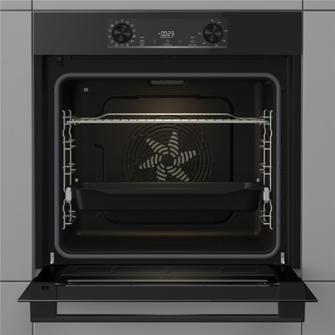Gorenje, 77 L, pyrolytic cleaning, black - Built-in oven