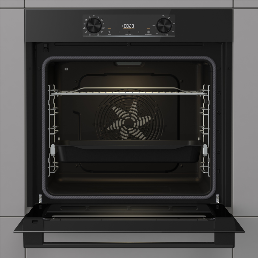 Gorenje, 77 л, пиролитическая очистка, черный - Интегрируемый духовой шкаф