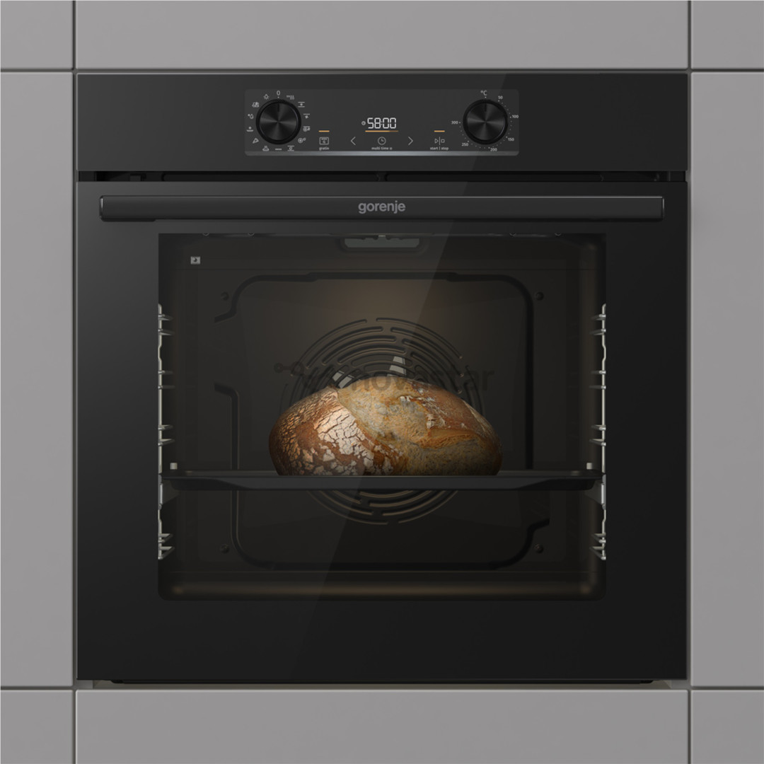 Gorenje, 77 L, pyrolytic cleaning, black - Built-in oven