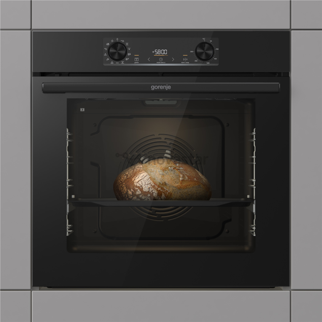 Gorenje, 77 л, пиролитическая очистка, черный - Интегрируемый духовой шкаф