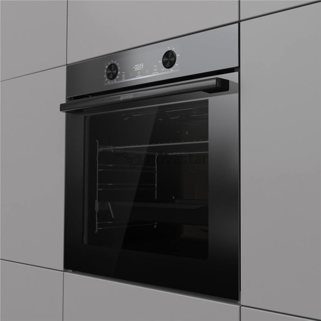 Gorenje, 77 л, пиролитическая очистка, черный - Интегрируемый духовой шкаф