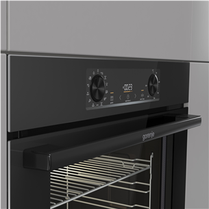 Gorenje, 77 л, пиролитическая очистка, черный - Интегрируемый духовой шкаф