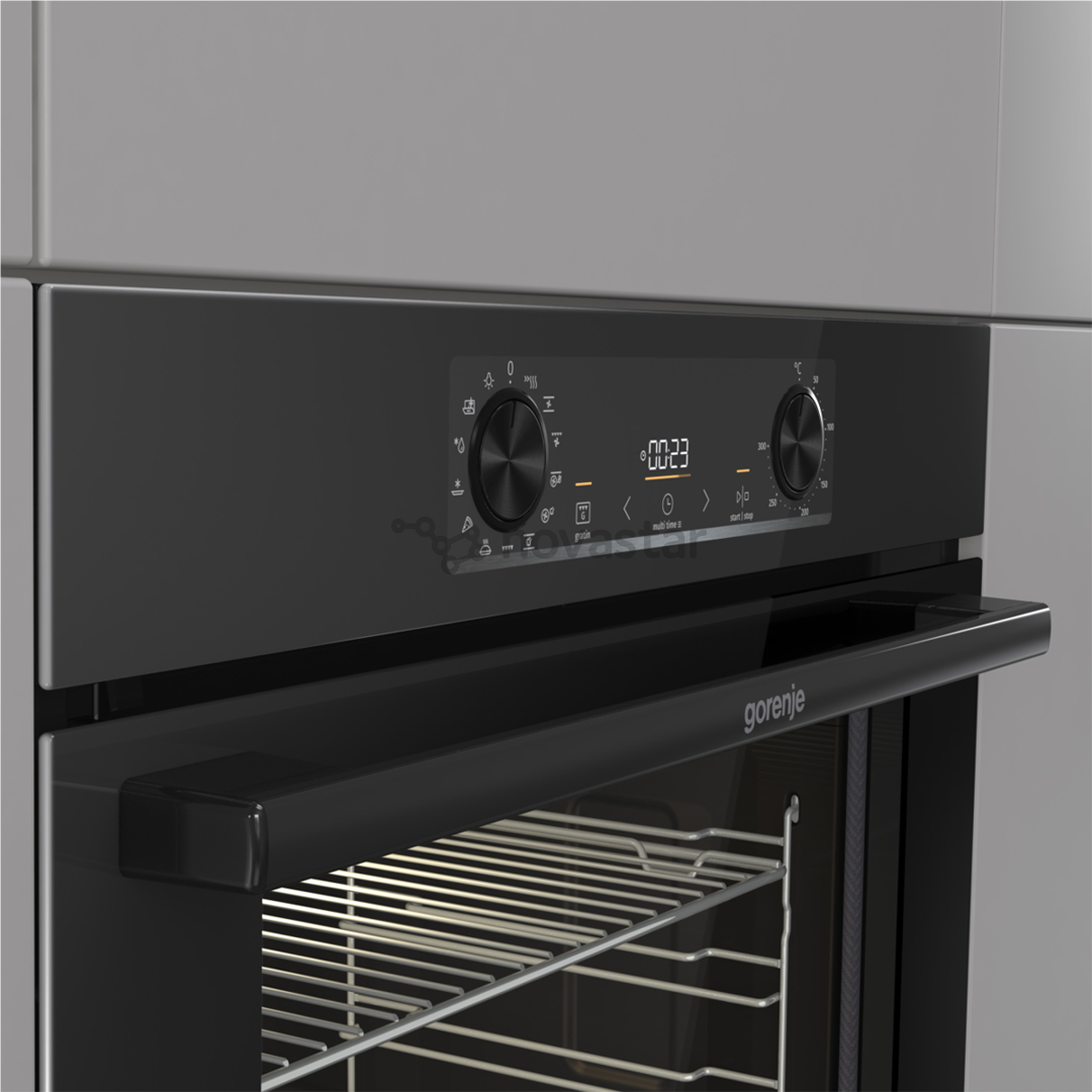 Gorenje, 77 л, пиролитическая очистка, черный - Интегрируемый духовой шкаф