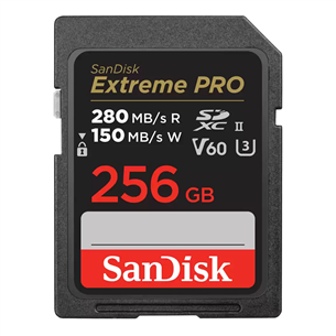 SanDisk Extreme Pro, UHS-II, SDXC, 256 GB, juoda - Atminties kortelė