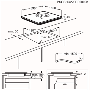 AEG 5000 Series, Hob2Hood, width 59 cm, black - Built-in induction hob