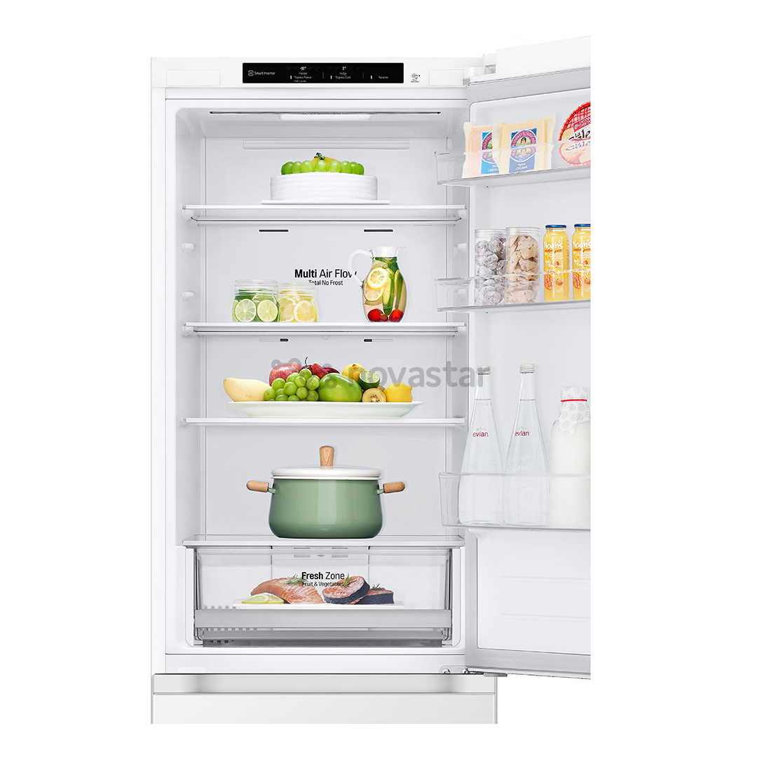 LG NatureFRESH, NoFrost, 344 L, aukštis 186 cm, baltas - Šaldytuvas