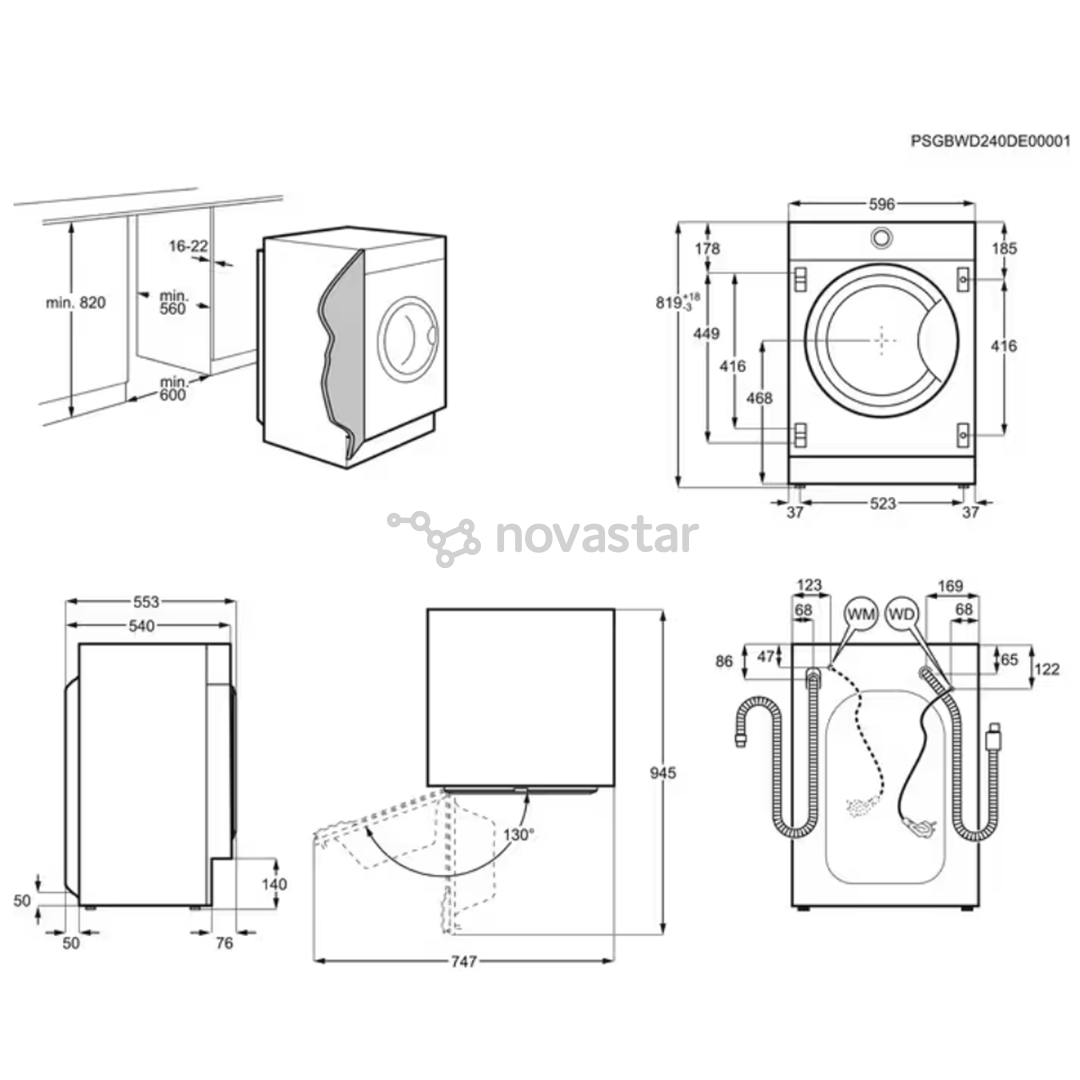 AEG 8000 Series PowerCare, 8 kg, gylis 55,3 cm, 1400 aps./min. - Įmontuojama skalbimo mašina
